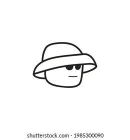 illustration of man with fishing hat, hand drawn vector.
