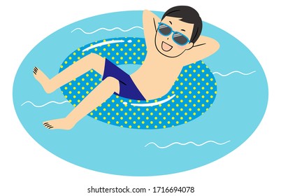 ilustración de un hombre flotando con boya