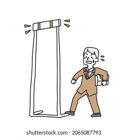 Illustration eines Mannes vor einer hohen Hürde