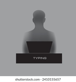 Illustration with a man in front of a laptop for the topic Typing