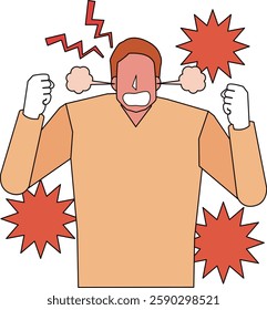 Illustration of a man getting extremely angry