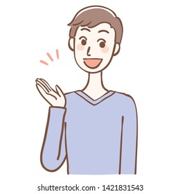 Illustration of a man giving a guide

