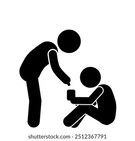 illustration of a man giving money to a beggar or homeless person