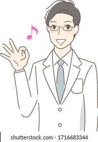 Illustration of a man giving an OK sign with a smile