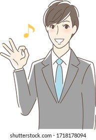 Illustration of a man giving an OK sign with a smile
