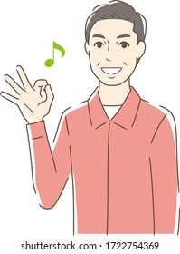 Illustration of a man giving an OK sign with a smile