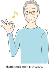 Illustration of a man giving an OK sign with a smile