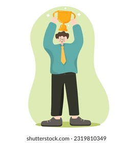 Illustration of a man giving a presentation. workspaces.separate background