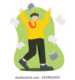 Illustration of a man giving a presentation. workspaces.separate background
