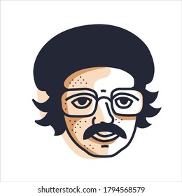 
illustration of a man with glasses. Can be used as a sticker, badge or mascot.