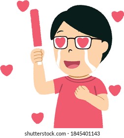 Illustration of a man going to an idol's concert