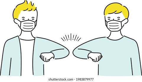 Illustration of a man greeting with "elbow bump".
