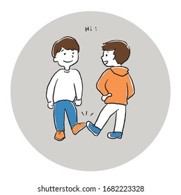 Illustration of a man greeting with his feet