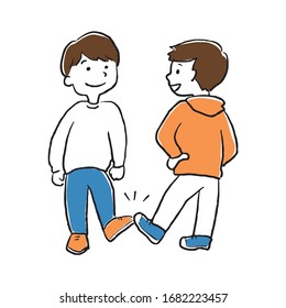 Illustration of a man greeting with his feet
