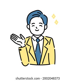 Illustration of a man guiding with a smile