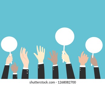 Illustration of Man Hands Raising Hand and Paddles for a Live Auction