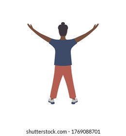 Illustration of man with hands up under. Vector illustration in flat style