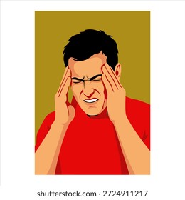 Ilustración de un hombre con dolor de cabeza