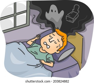 Illustration of a Man Having a Nightmare