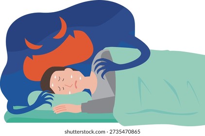 Illustration of a man having a nightmare