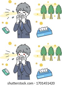 Illustration of a man with hay fever