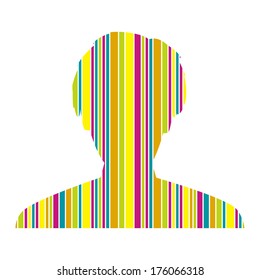 the illustration of man head silhouette made out of vibrant color stripes / the stylish streaky head silhouette / the head silhouette