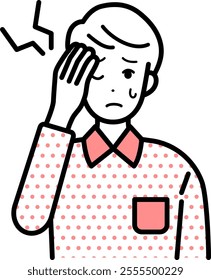 Illustration of a man with a headache due to poor health.