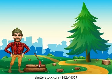 Illustration of a man at the hilltop