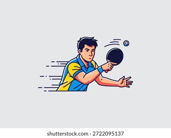 Ilustración de un hombre golpeando una pelota de ping pong