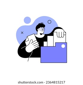 an illustration of a man holding a box
