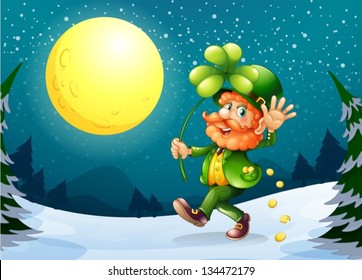 Illustration of a man holding a clover plant