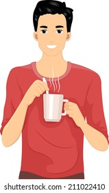 Illustration of a Man Holding a Cup of Coffee