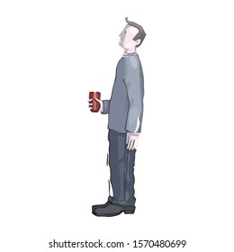 illustration a man holding a drink