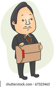 Illustration of a Man Holding an Envelope Sealed with a Red Strip of Tape