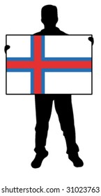  illustration of a man holding a flag of faroe islands