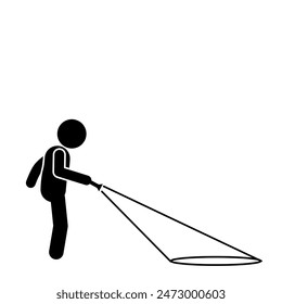 illustration of a man holding a flash light