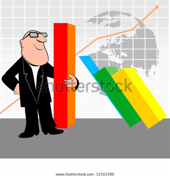 Illustration Man Holding Graph Blocks Stock Vector (Royalty Free ...