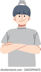 Illustration of a man holding a hamster.