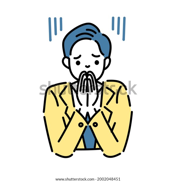 Illustration Man Holding Hands Apologizing Stock Vector (Royalty Free ...