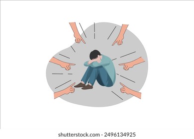 Illustration of a man holding his knees and feeling depressed
