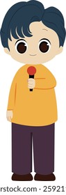Illustration of a Man Holding a microphone