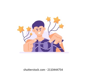 illustration of a man holding the number 10k. the concept of celebrating the party of achieving 10k followers, subscribers, buyers and sales. flat cartoon style. vector design. ui, landing page