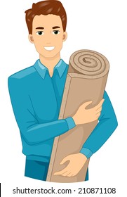 Ilustración de un hombre con un rollo de espuma de aislamiento