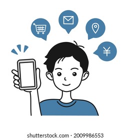 
Illustration of a man holding a smartphone