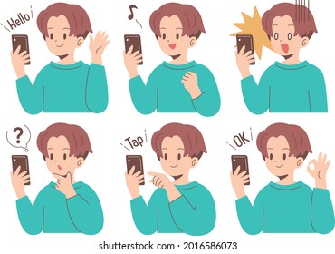 Illustration of a man holding a smartphone