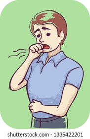 Illustration of a Man Holding Tummy and Burping