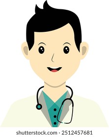 Illustration of Man Hospital Staff Avatar. Vector Character in Flat Cartoon Design.