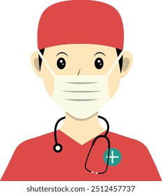 Illustration of Man Hospital Staff Avatar. Vector Character in Flat Cartoon Design.