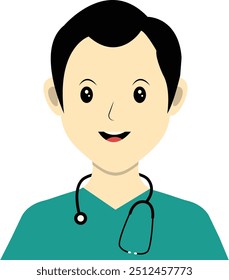 Illustration of Man Hospital Staff Avatar. Vector Character in Flat Cartoon Design.
