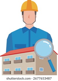 Ilustração de um homem inspecionando uma propriedade